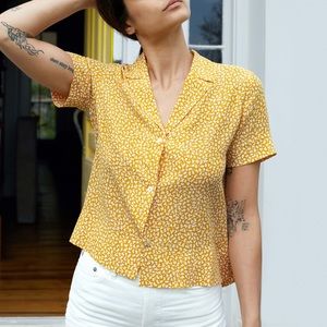 Everlane Clean Silk Short-Sleeve Notch Shirt